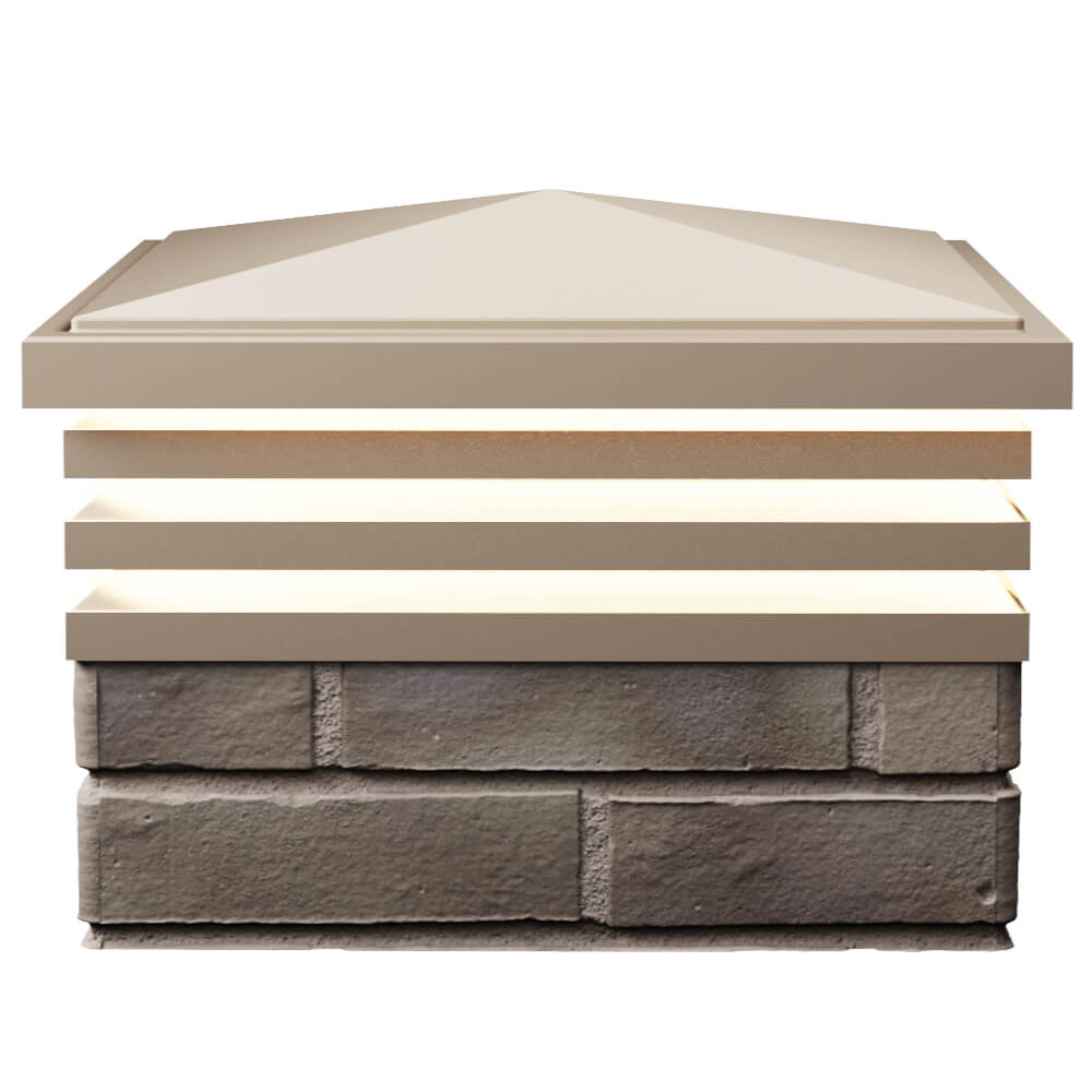 Колпак Zking Бона ХайТек Бежевый на столб 1.5х1.5 кирпича (385х385мм) с подсветкой в Заводоуковске фото
