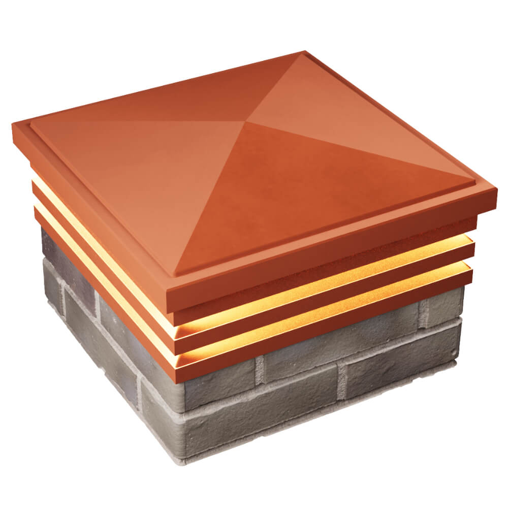 Колпак Zking Бона ХайТек Красный на столб 1.5х1.5 кирпича (385х385мм) с подсветкой в Заводоуковске фото