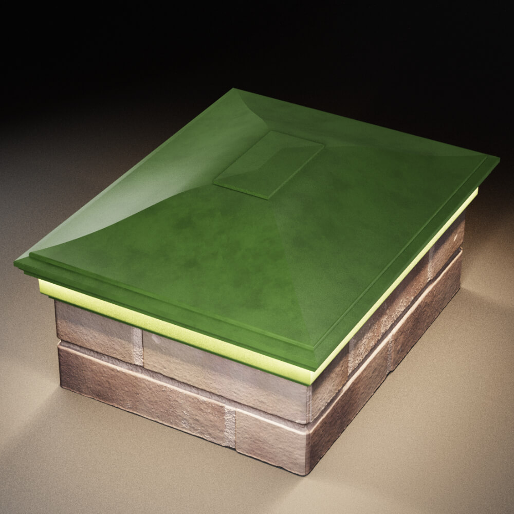 Колпак Zking Монблан Зеленый на столб 2х1.5 кирпича (515х385мм) c подсветкой в Заводоуковске фото