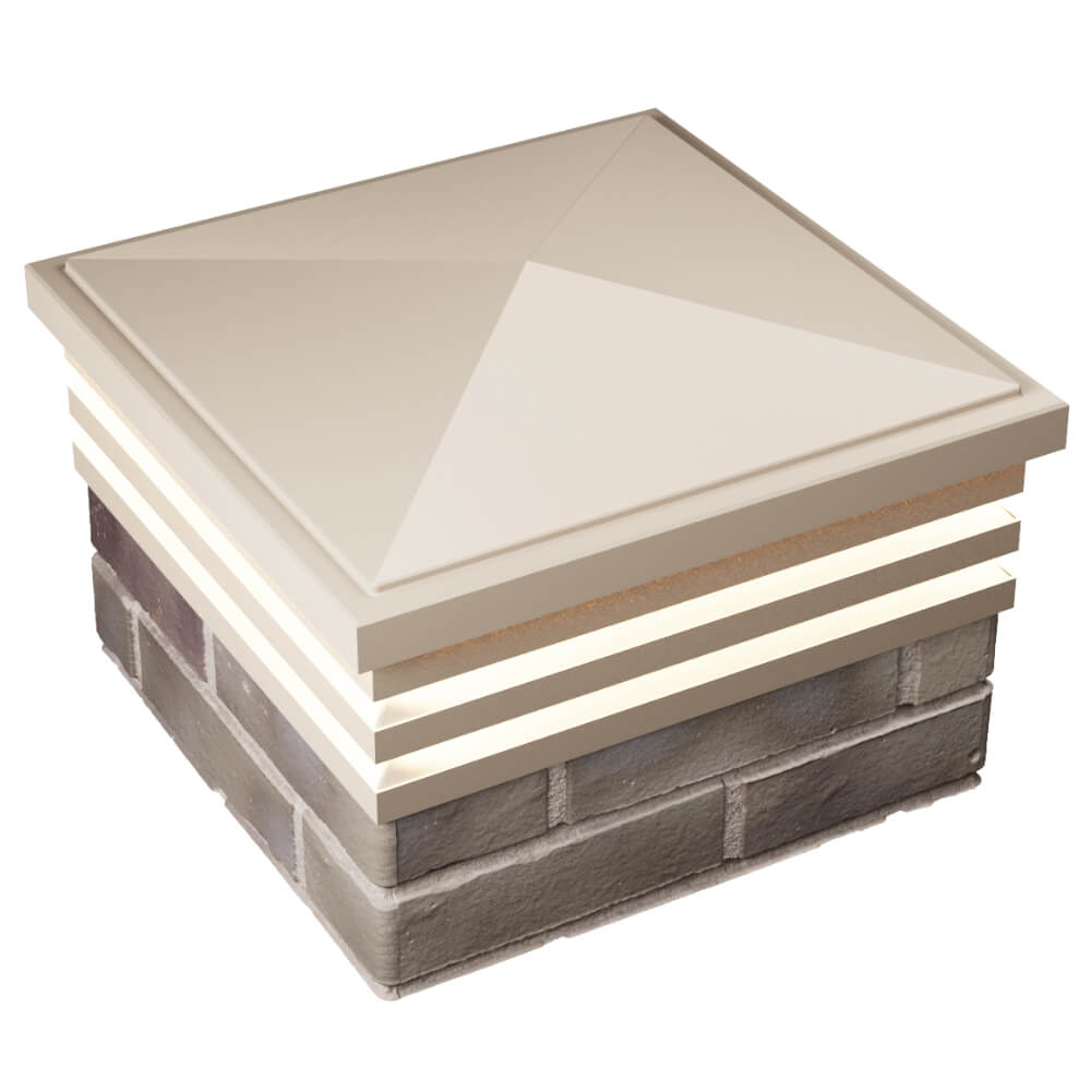 Колпак Zking Бона ХайТек Бежевый на столб 1.5х1.5 кирпича (385х385мм) с подсветкой в Заводоуковске фото