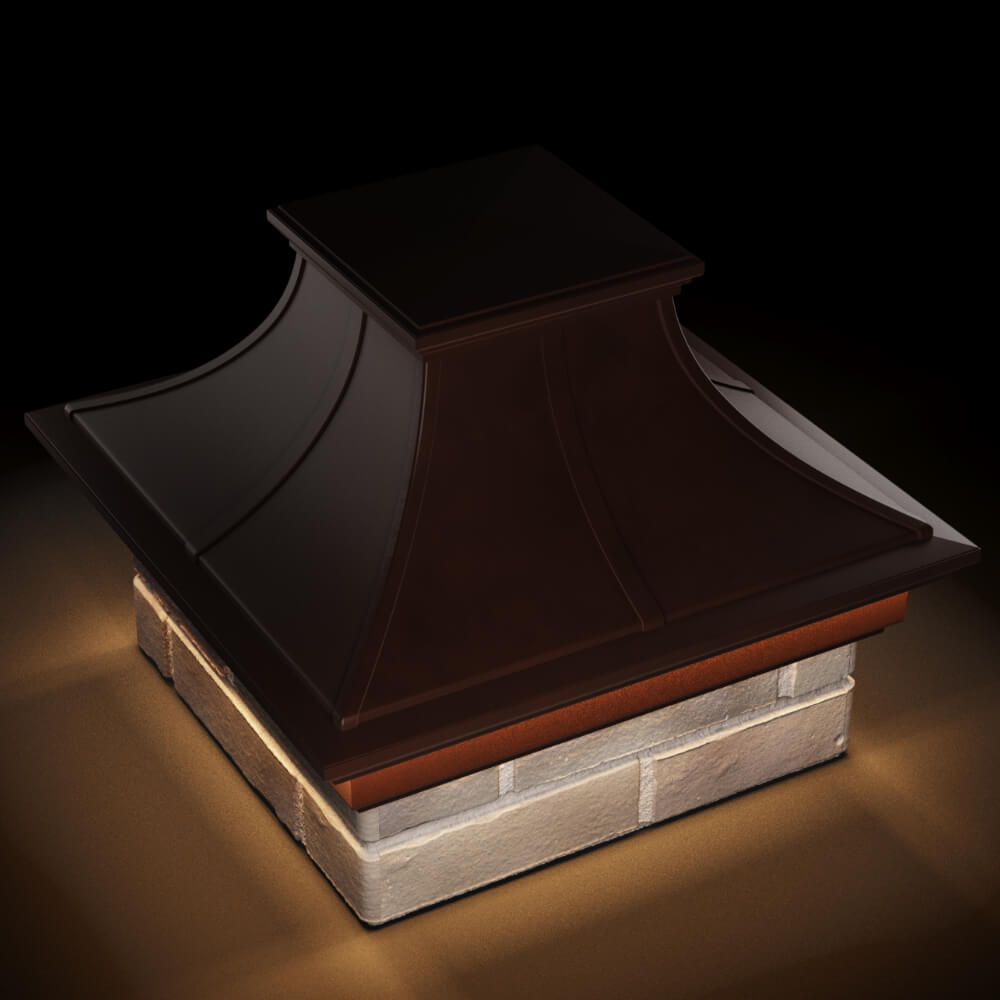 Колпак Zking Монблан Премиум Коричневый на столб 1.5х1.5 кирпича (385х385мм) с подсветкой в Заводоуковске фото