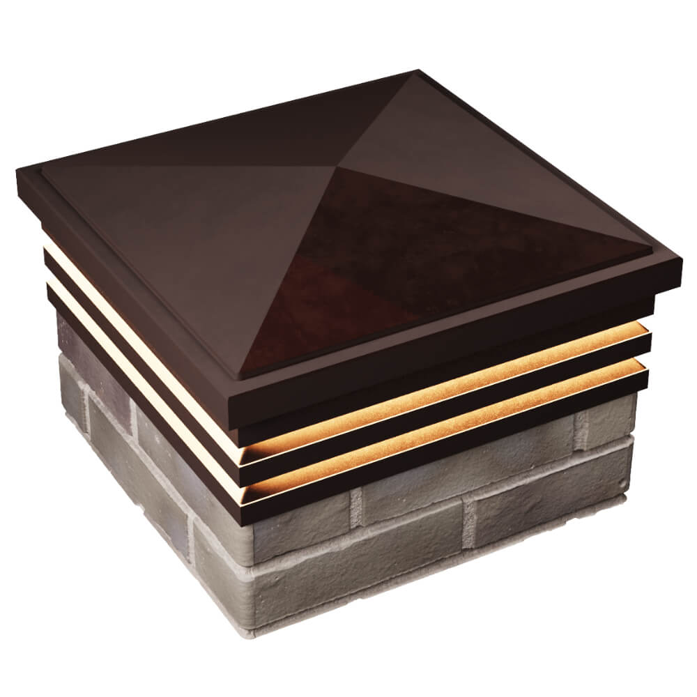 Колпак Zking Бона ХайТек Коричневый на столб 1.5х1.5 кирпича (385х385мм) с подсветкой в Заводоуковске фото