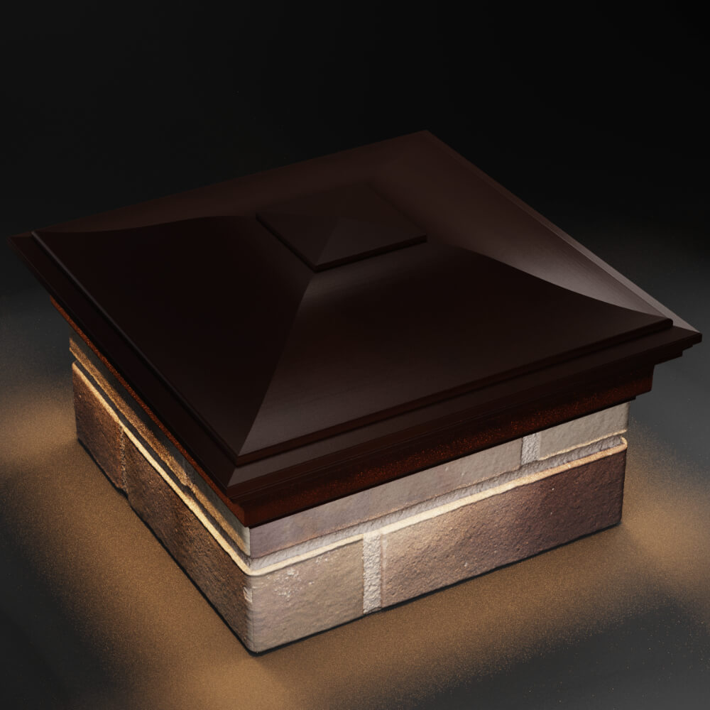 Колпак Zking Монблан Коричневый на столб 1.5х1.5 кирпича (385х385мм) с подсветкой в Заводоуковске фото