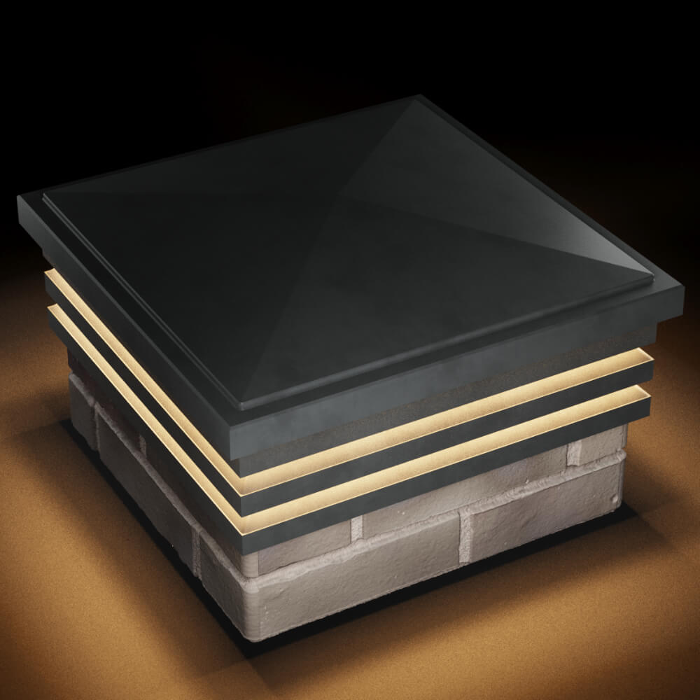 Колпак Zking Бона ХайТек Серый на столб 1.5х1.5 кирпича (385х385мм) с подсветкой в Заводоуковске фото