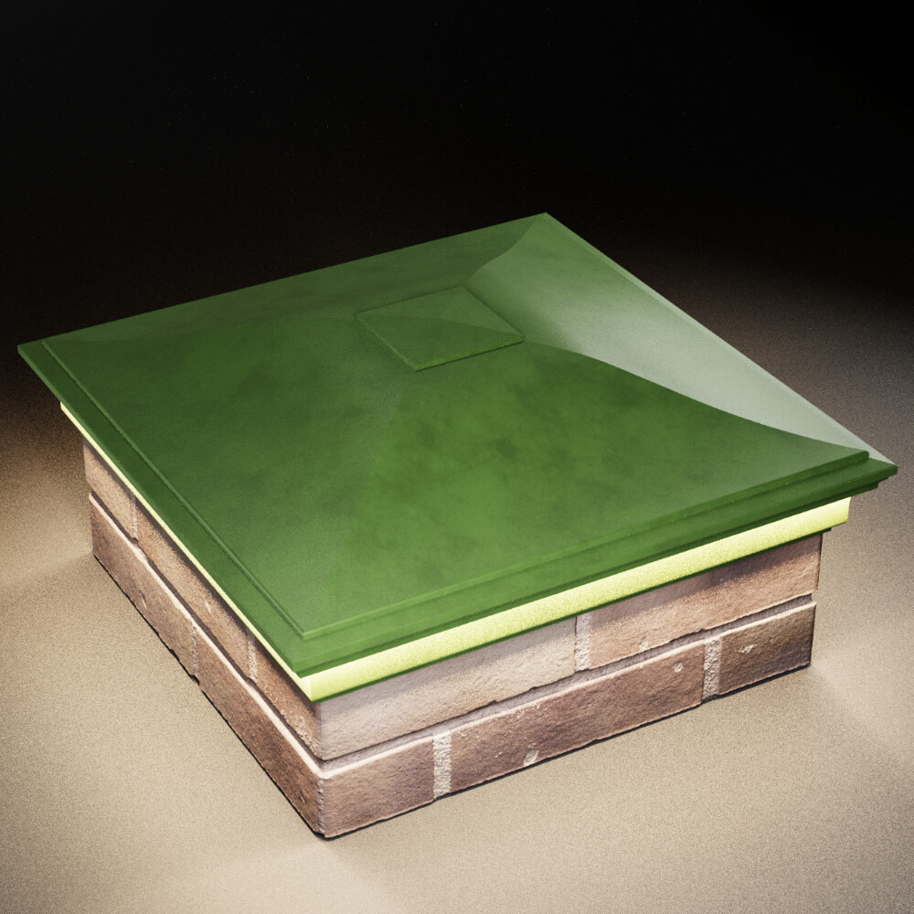 Колпак Zking Монблан Зеленый на столб 2х2 кирпича (515х515мм) c подсветкой в Заводоуковске фото