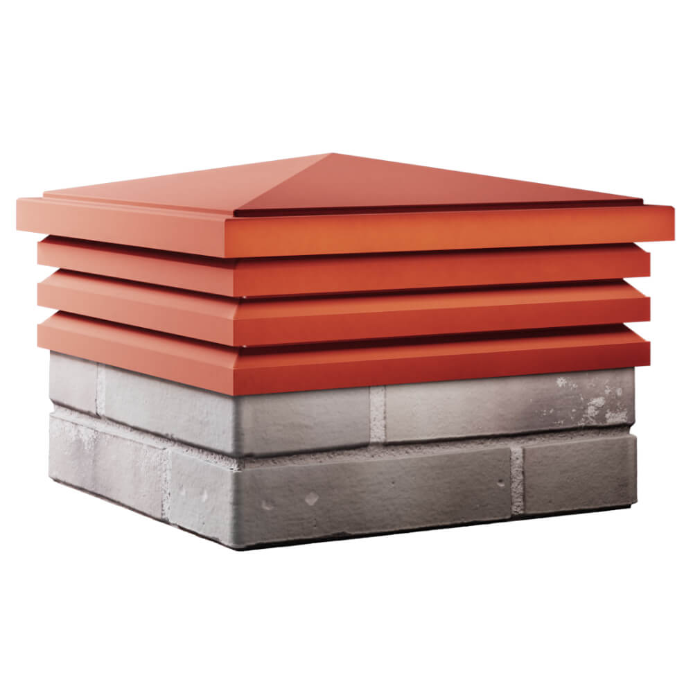 Колпак Zking Бона ХайТек Красный на столб 1.5х1.5 кирпича (385х385мм) в Заводоуковске фото