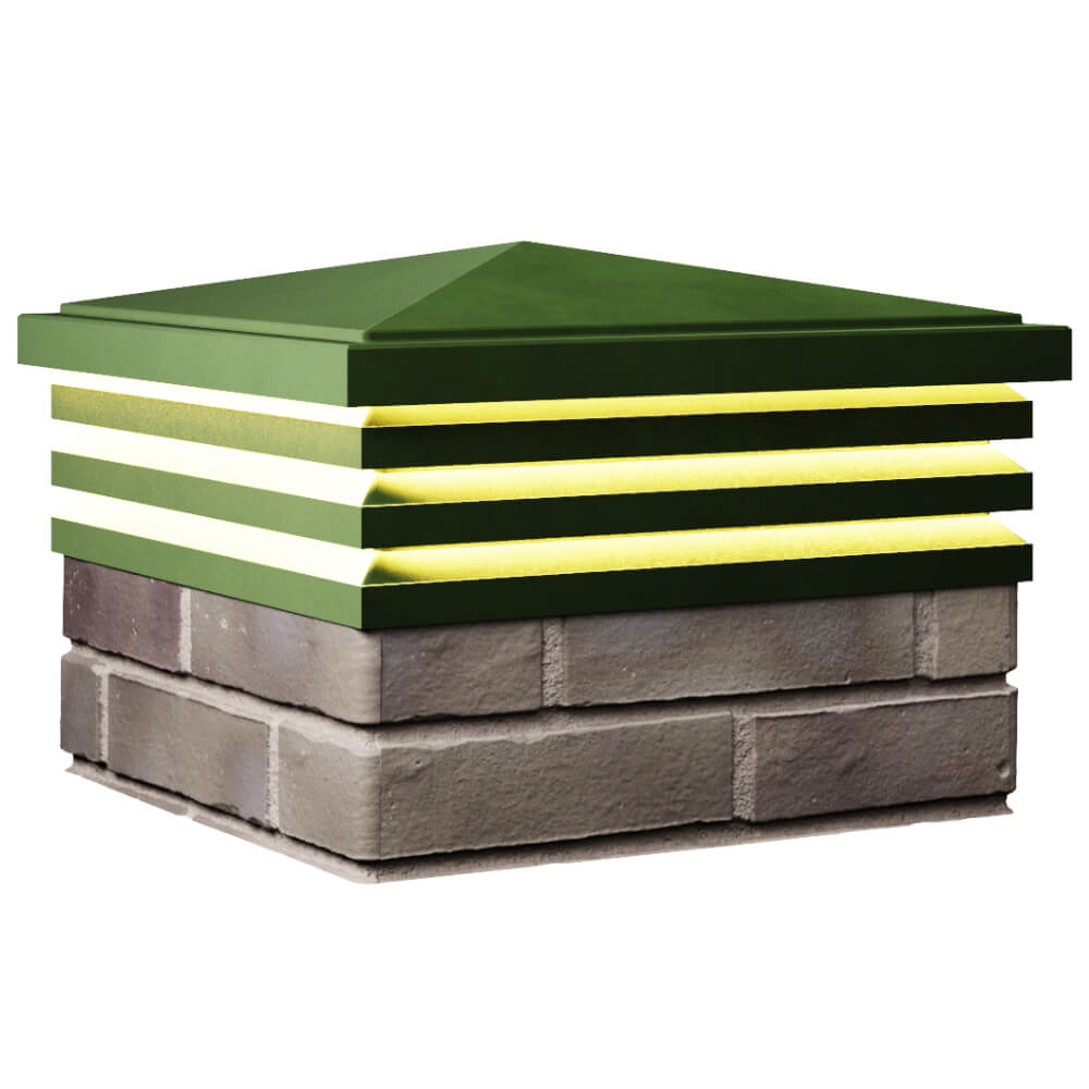 Колпак Zking Бона ХайТек Зеленый на столб 1.5х1.5 кирпича (385х385мм) с подсветкой в Заводоуковске фото