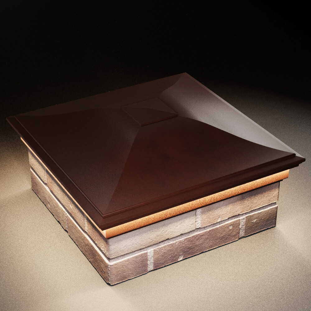 Колпак Zking Монблан Коричневый на столб 2х2 кирпича (515х515мм) c подсветкой в Заводоуковске фото