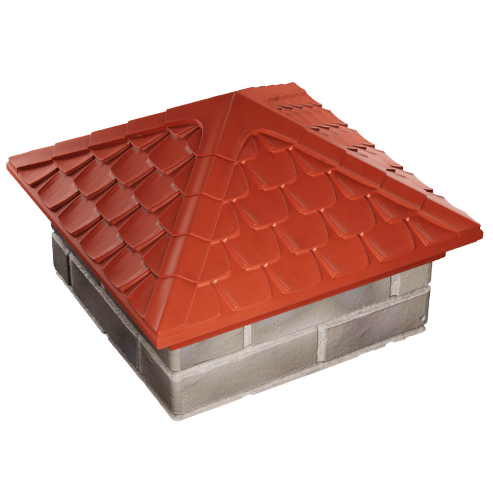 Колпак Zking Эльбрус Красный на столб 1.5х1.5 кирпича (385х385мм) в Заводоуковске фото