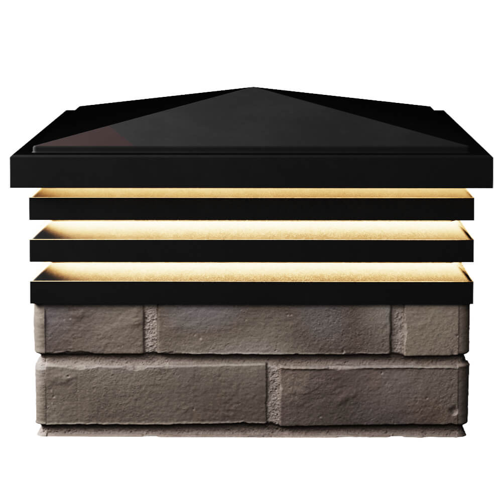 Колпак Zking Бона ХайТек Черный на столб 1.5х1.5 кирпича (385х385мм) с подсветкой в Заводоуковске фото