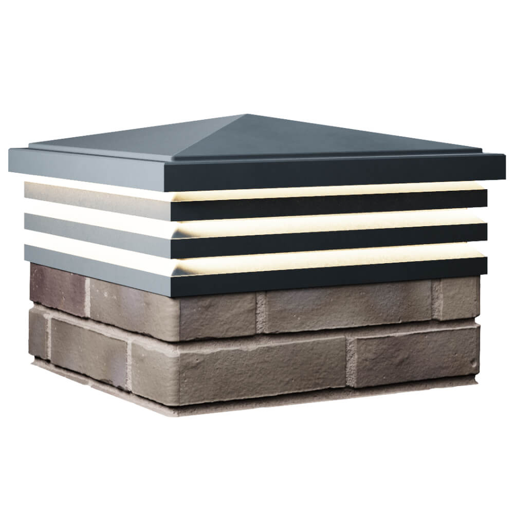 Колпак Zking Бона ХайТек Серый на столб 1.5х1.5 кирпича (385х385мм) с подсветкой в Заводоуковске фото