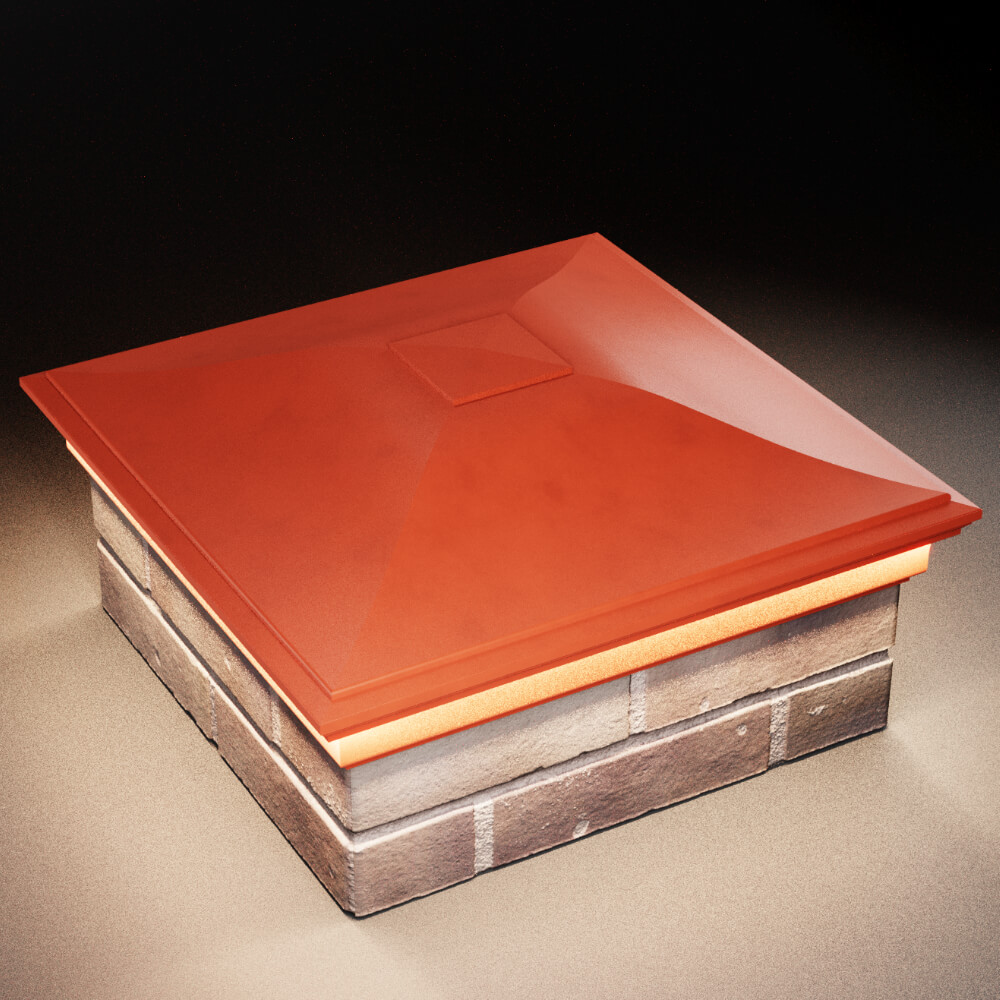 Колпак Zking Монблан Красный на столб 2х2 кирпича (515х515мм) c подсветкой в Заводоуковске фото