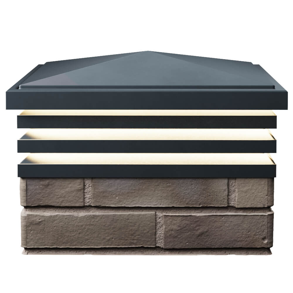 Колпак Zking Бона ХайТек Серый на столб 1.5х1.5 кирпича (385х385мм) с подсветкой в Заводоуковске фото