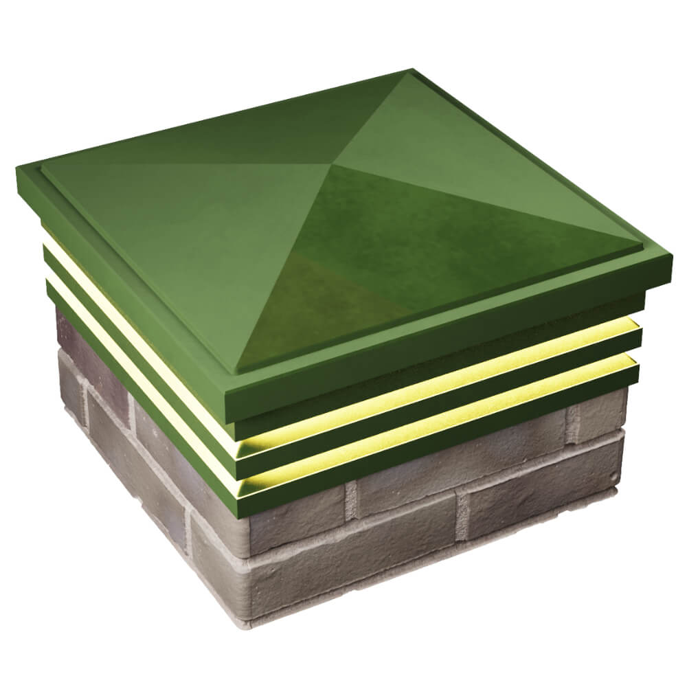 Колпак Zking Бона ХайТек Зеленый на столб 1.5х1.5 кирпича (385х385мм) с подсветкой в Заводоуковске фото