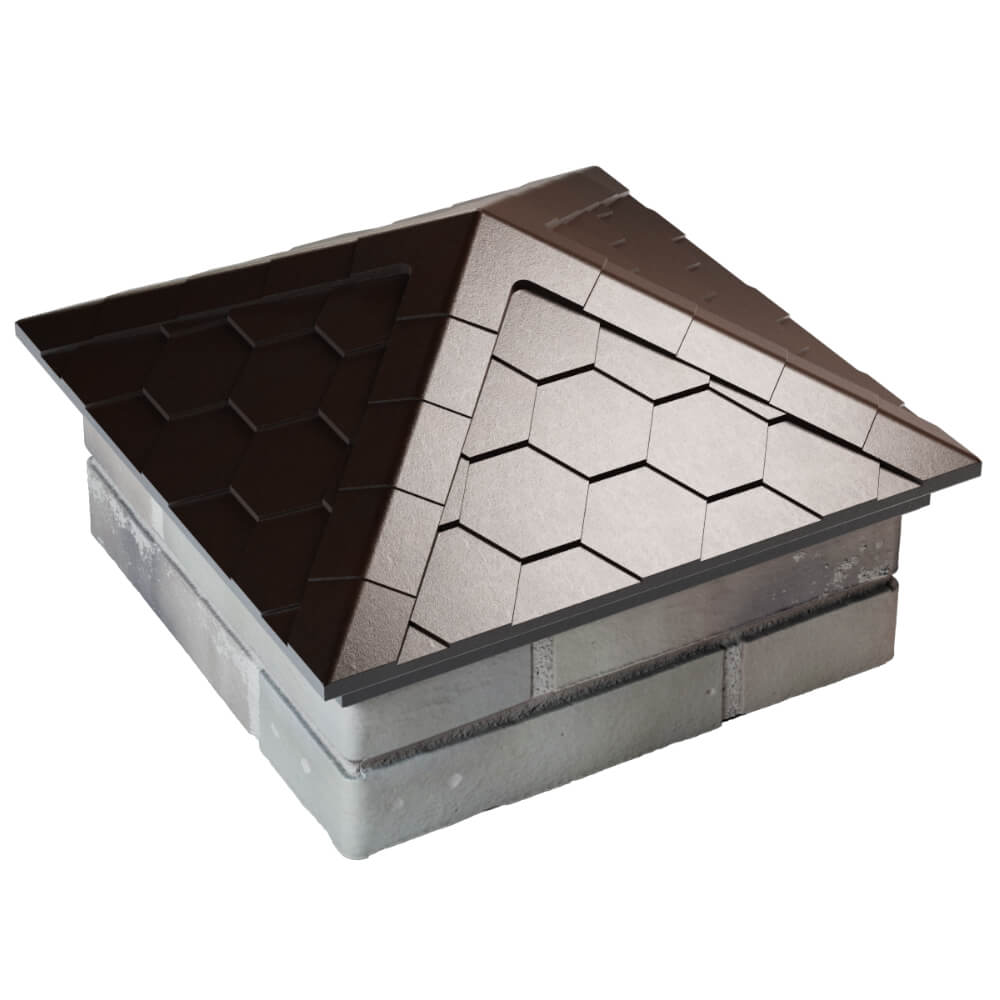 Колпак Zking Эверест Коричневый на столб 1.5х1.5 кирпича (390х390мм) в Заводоуковске фото