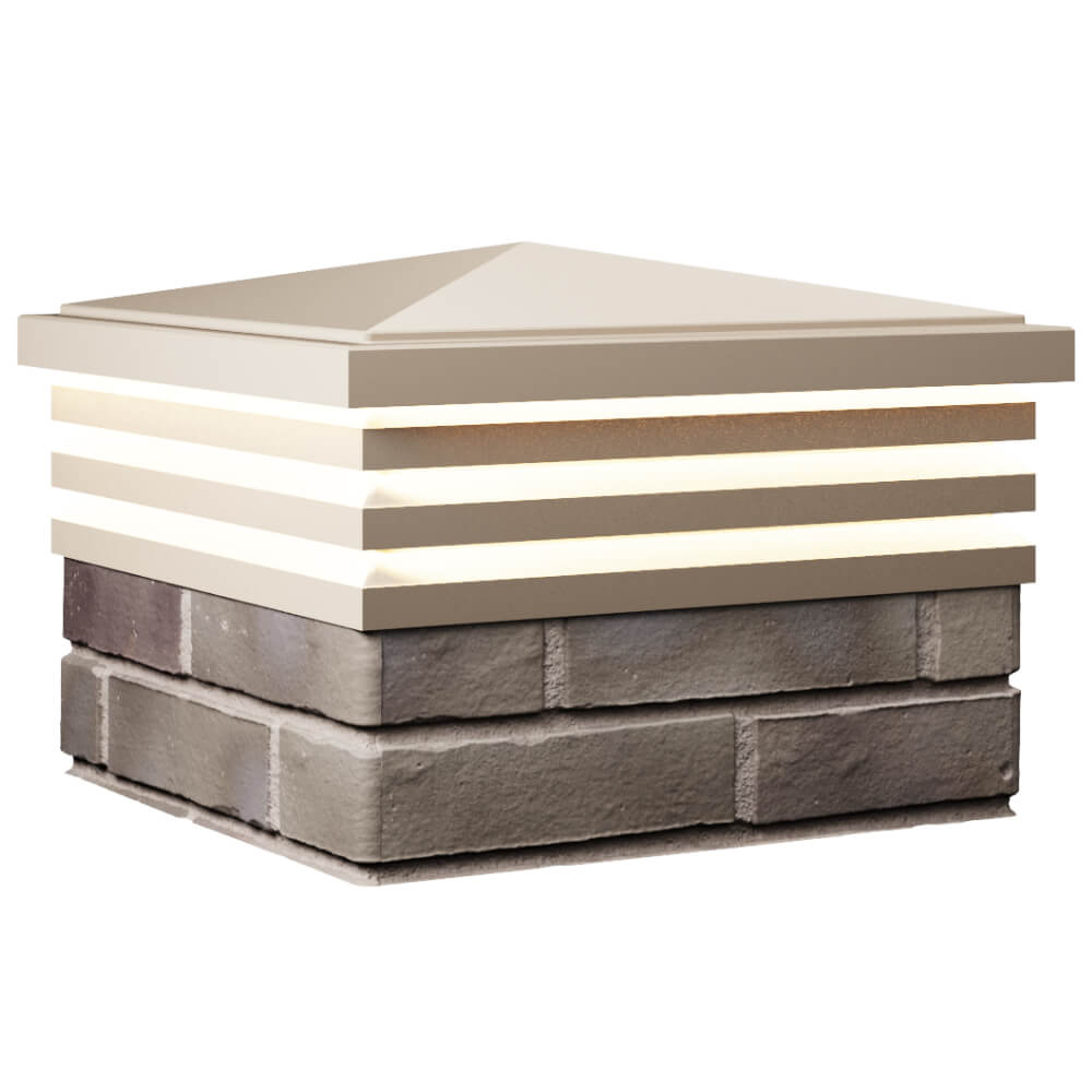 Колпак Zking Бона ХайТек Бежевый на столб 1.5х1.5 кирпича (385х385мм) с подсветкой в Заводоуковске фото