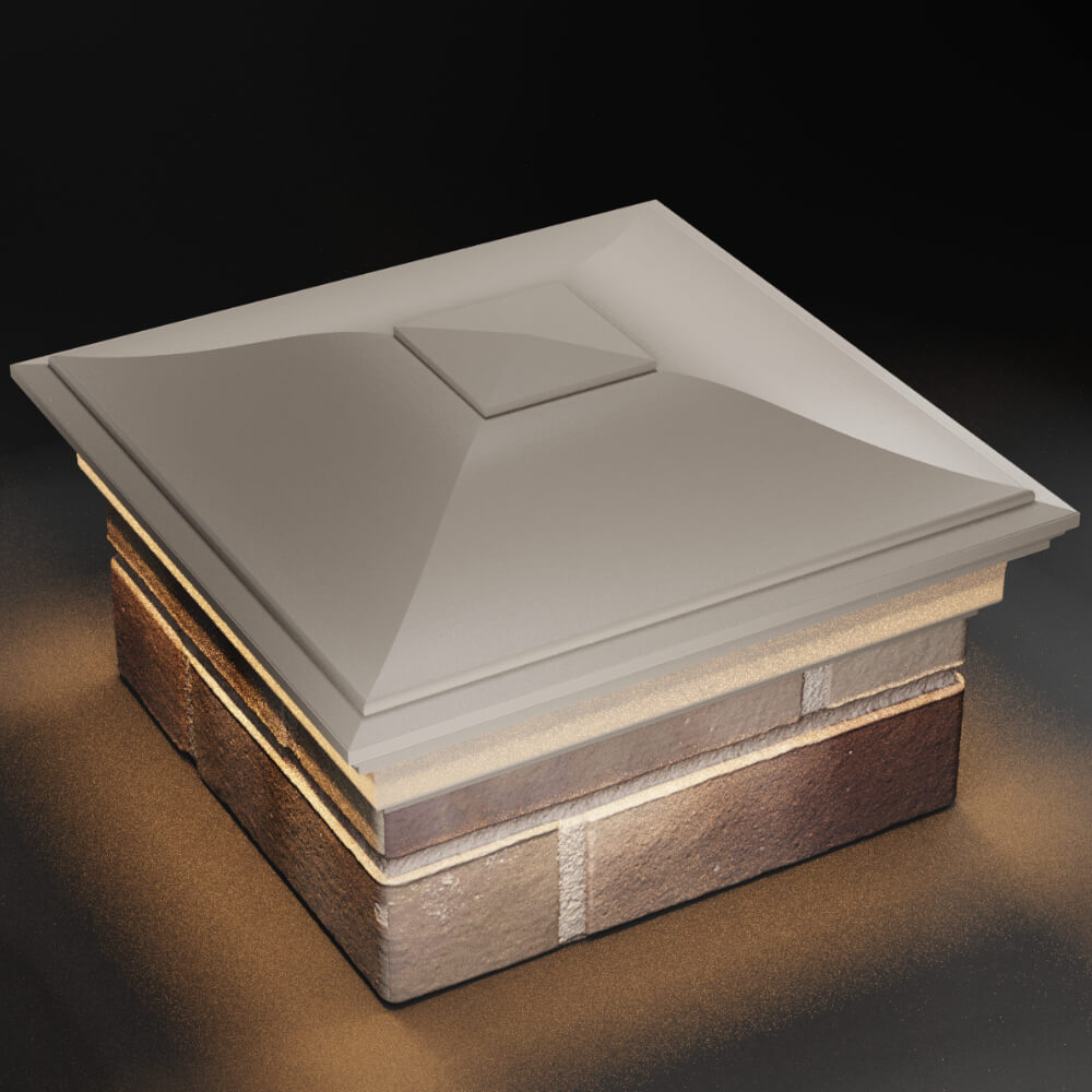 Колпак Zking Монблан Бежевый на столб 1.5х1.5 кирпича (385х385мм) с подсветкой в Заводоуковске фото