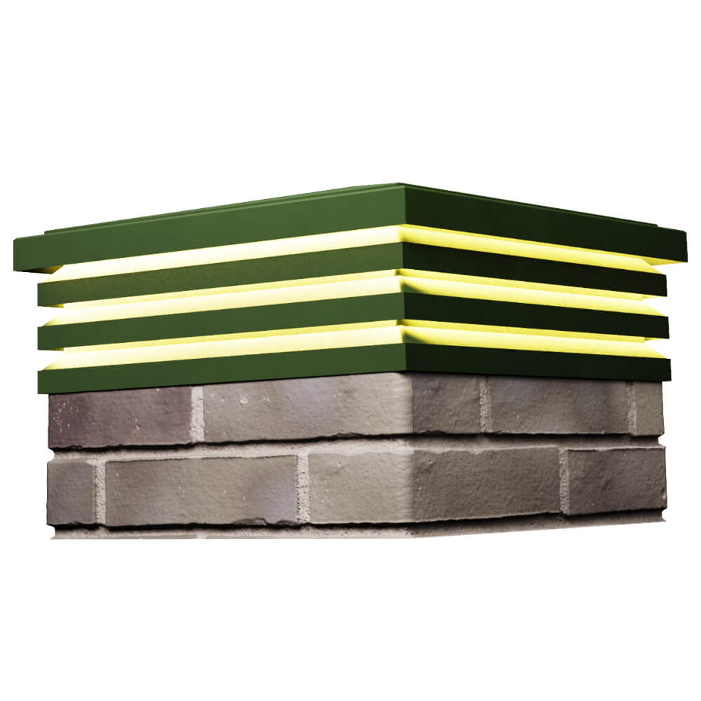 Колпак Zking Бона ХайТек Зеленый на столб 1.5х1.5 кирпича (385х385мм) с подсветкой в Заводоуковске фото