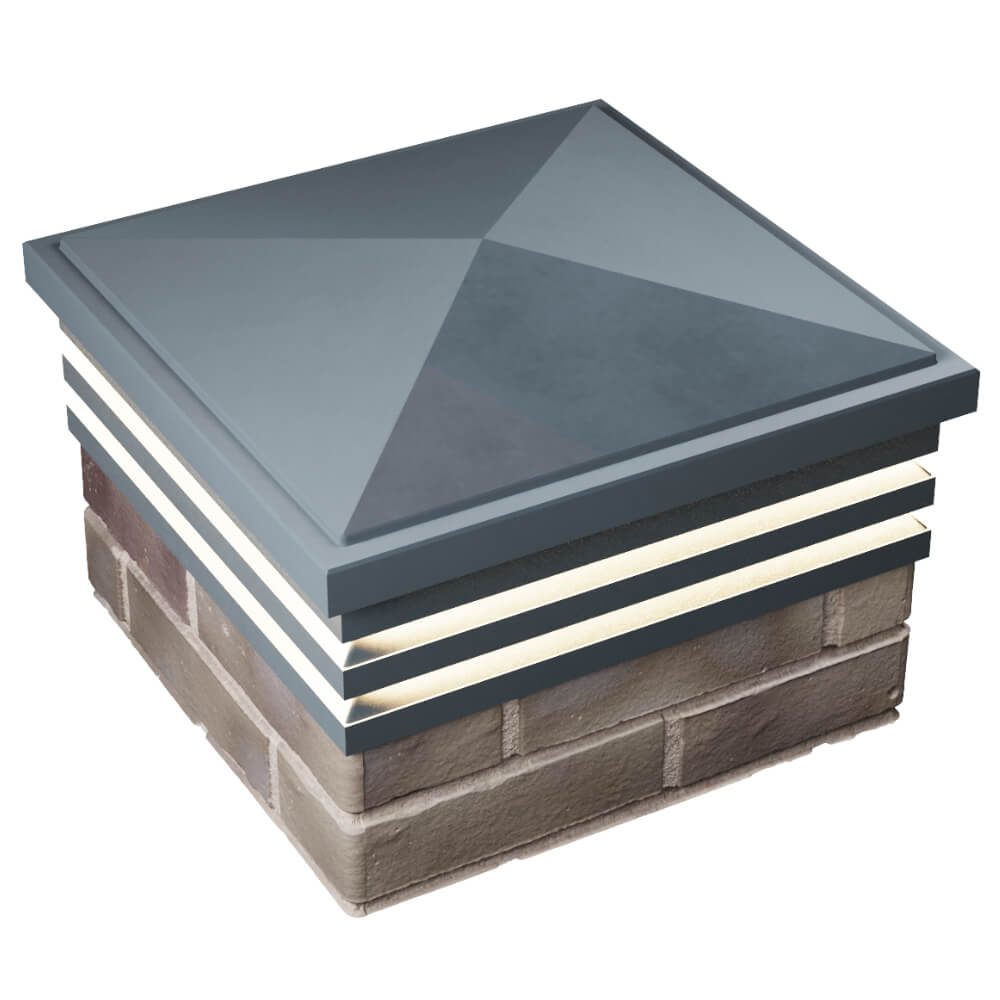 Колпак Zking Бона ХайТек Серый на столб 1.5х1.5 кирпича (385х385мм) с подсветкой в Заводоуковске фото