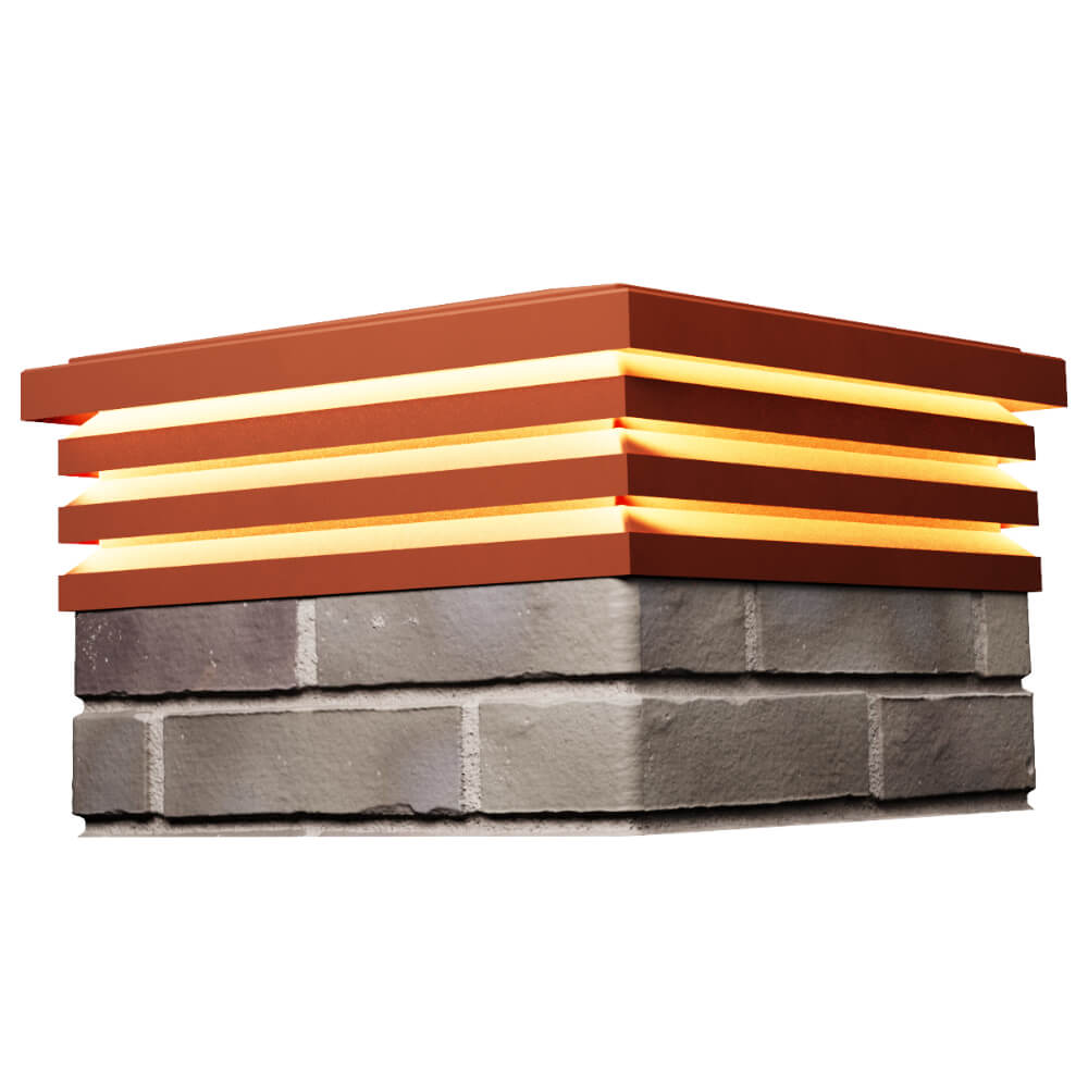 Колпак Zking Бона ХайТек Красный на столб 1.5х1.5 кирпича (385х385мм) с подсветкой в Заводоуковске фото