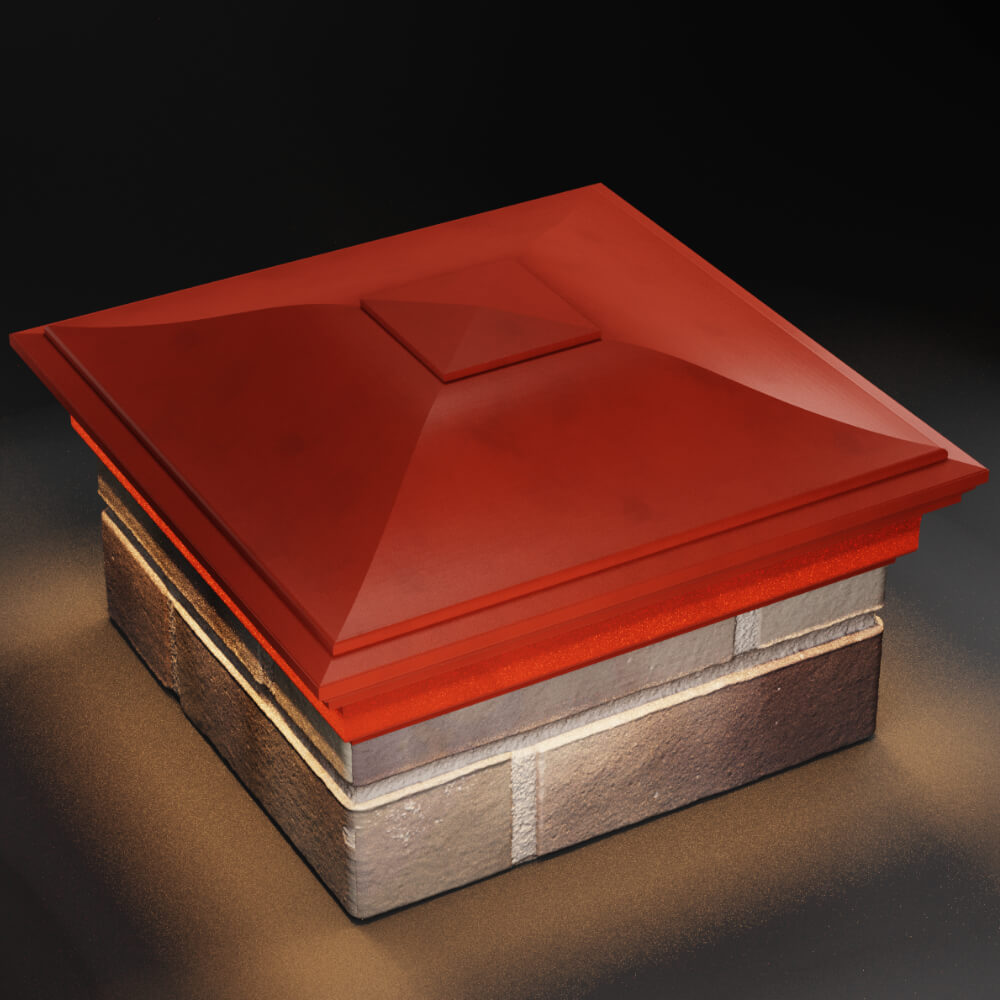 Колпак Zking Монблан Красный на столб 1.5х1.5 кирпича (385х385мм) с подсветкой в Заводоуковске фото