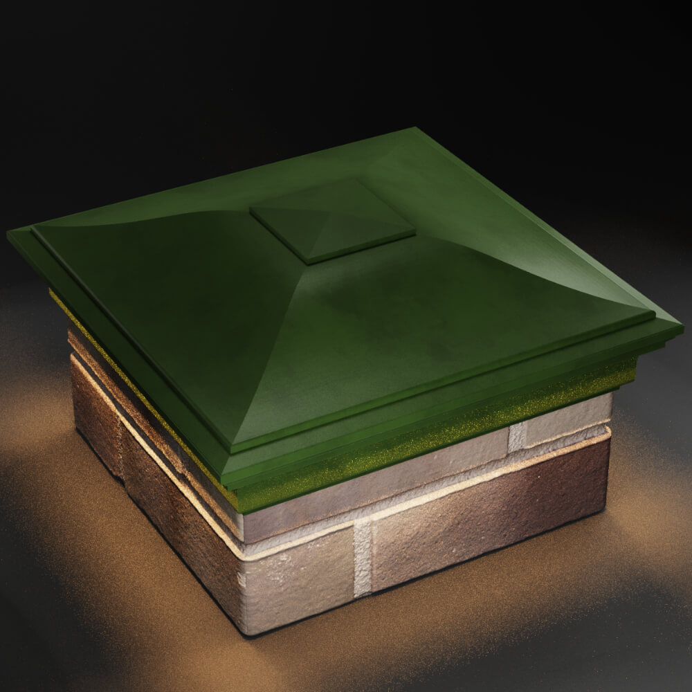 Колпак Zking Монблан Зеленый на столб 1.5х1.5 кирпича (385х385мм) с подсветкой в Заводоуковске фото