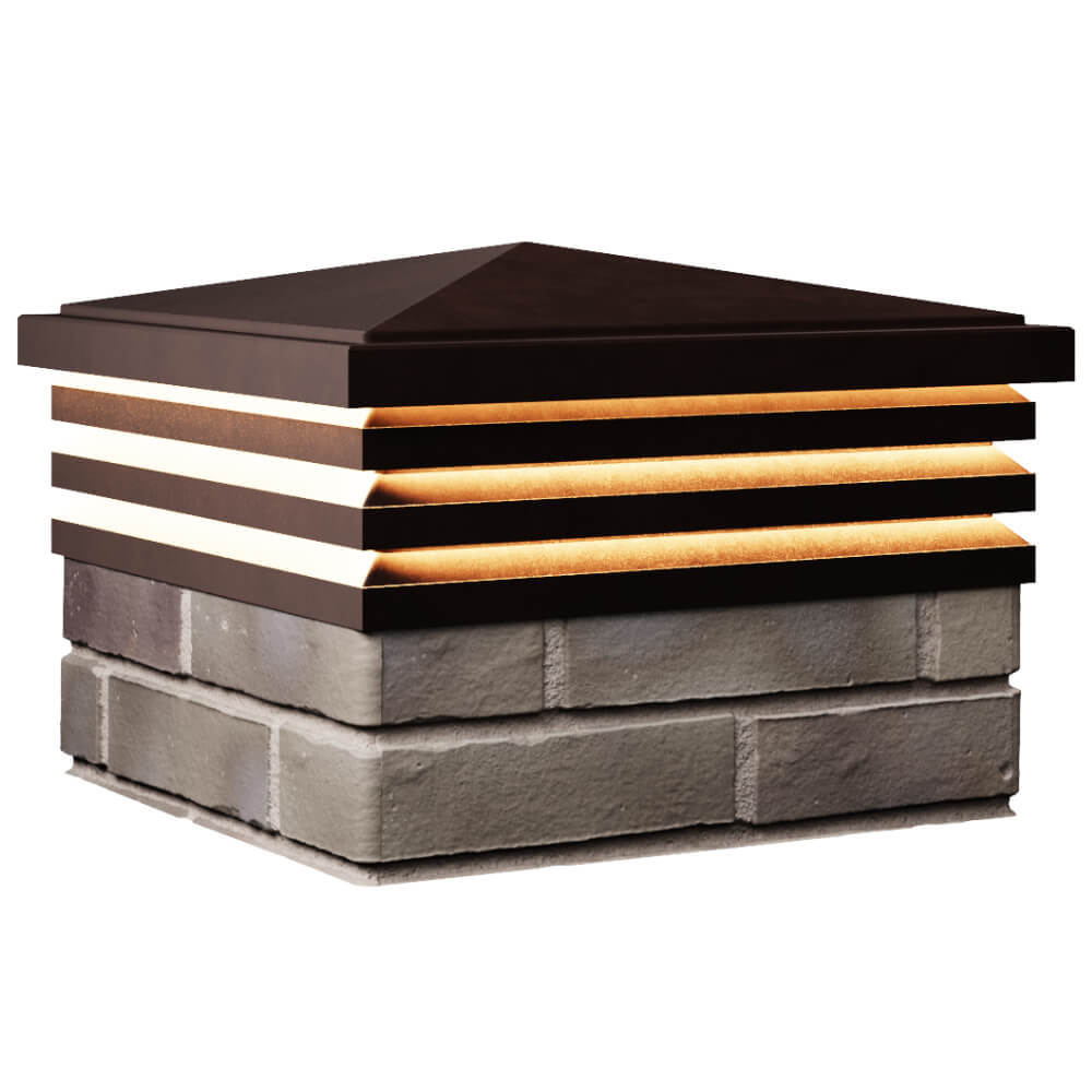 Колпак Zking Бона ХайТек Коричневый на столб 1.5х1.5 кирпича (385х385мм) с подсветкой в Заводоуковске фото