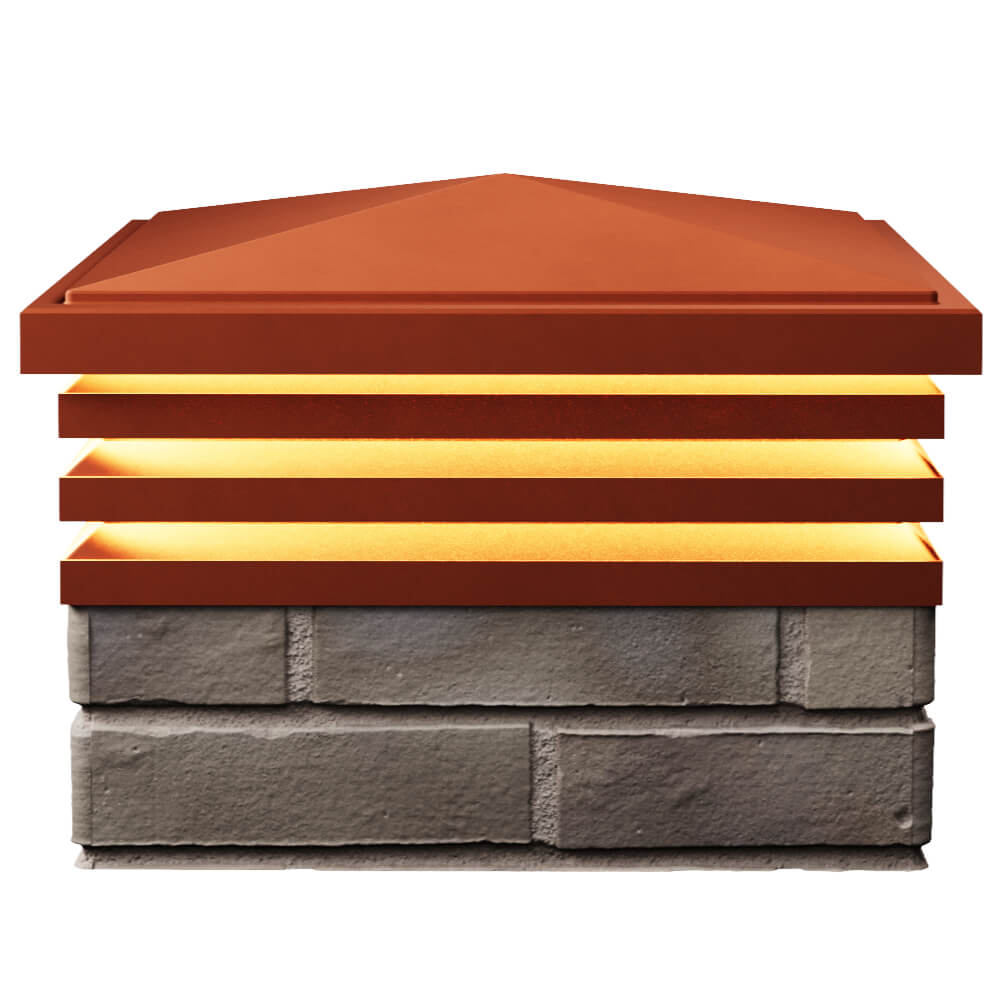 Колпак Zking Бона ХайТек Красный на столб 1.5х1.5 кирпича (385х385мм) с подсветкой в Заводоуковске фото