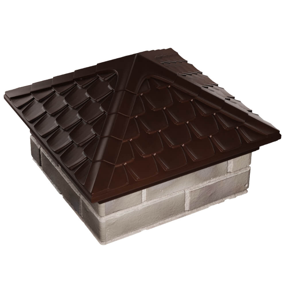 Колпак Zking Эльбрус Коричневый на столб 1.5х1.5 кирпича (385х385мм) в Заводоуковске фото