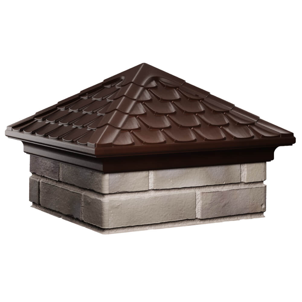 Колпак Zking Эльбрус Коричневый на столб 1.5х1.5 кирпича (385х385мм) в Заводоуковске фото